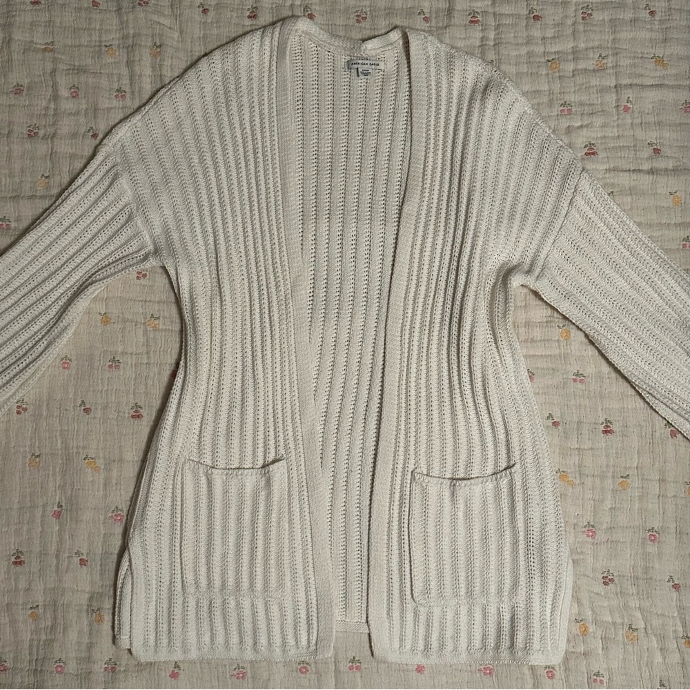 American Eagle Oversized White Cardigan
